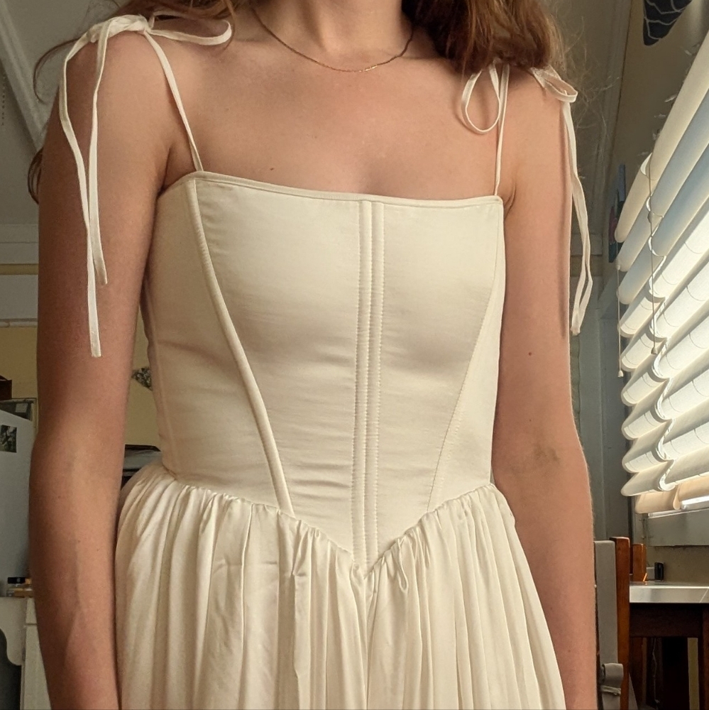 Basque Waist White Corset Dress